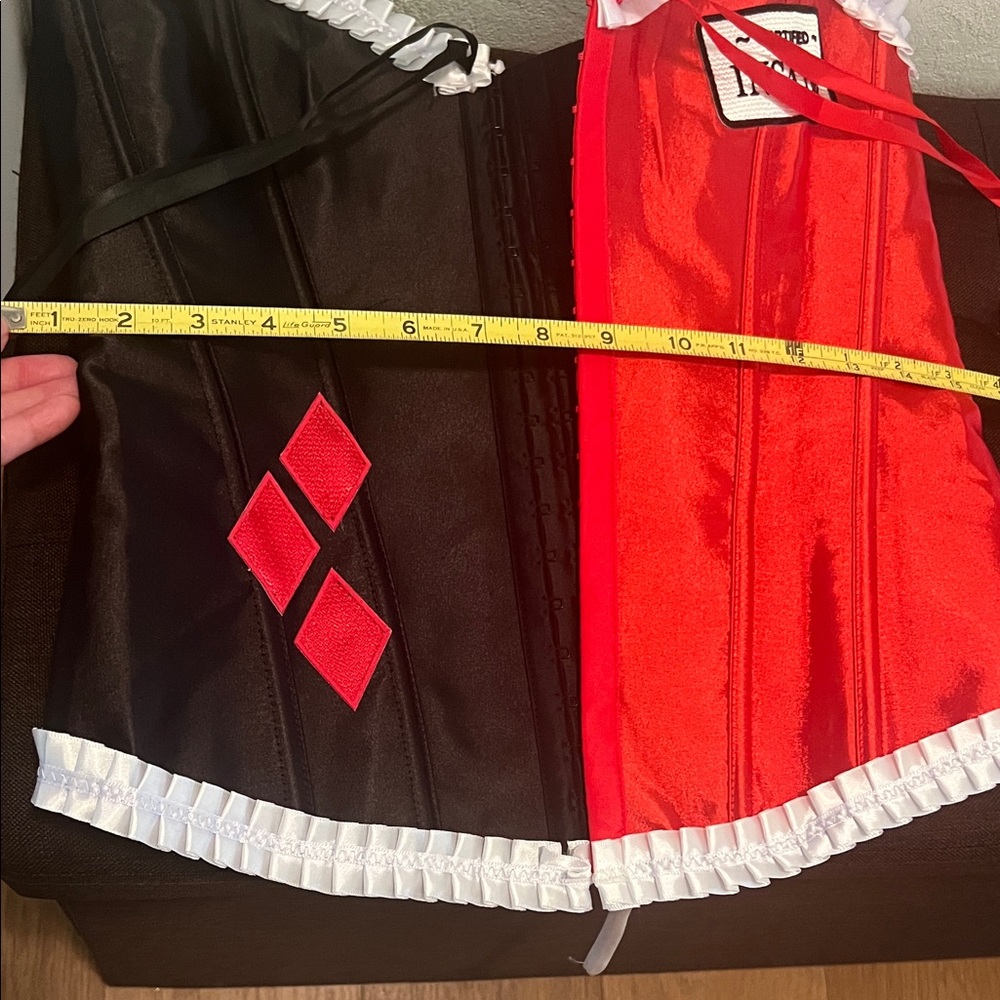 #1664**Harlequin Red & Black Corset Bustier - Insane Patch - Picture 4 of 12